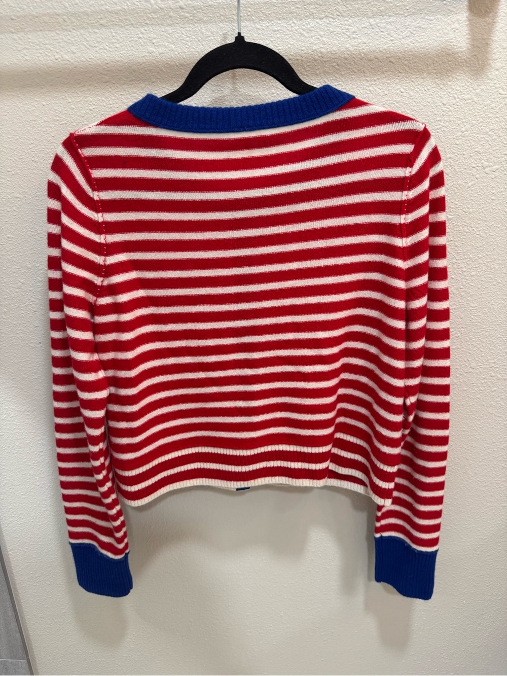 Free People Red White Blue Striped Cashmere Blend Cardigan Sweater Small - Picture 9 of 10